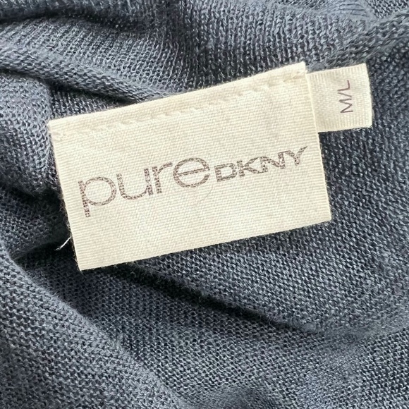 PURE DKNY STEEL BLUE LINEN SHORT SLEEVE MULTIWAY DRAPE FRONT OPEN CARDIGAN - Picture 13 of 16